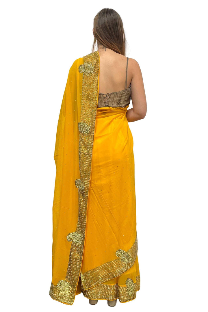 Yellow Gold Heavy Saree (Outside Ontario) - MyEthnikRentals