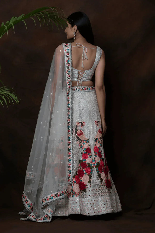 Pista Green Floral Lehenga (Outside Ontario) - MyEthnikRentals