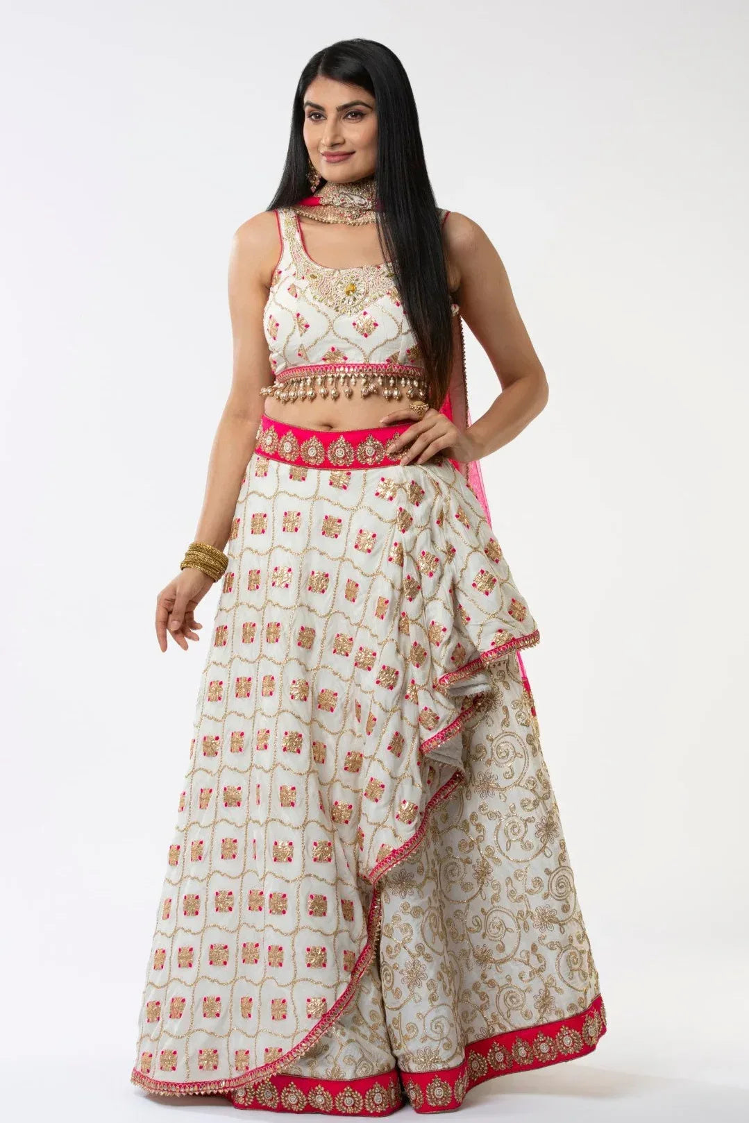 White Hierarchy Luxe Lehenga - MyEthnikRentals