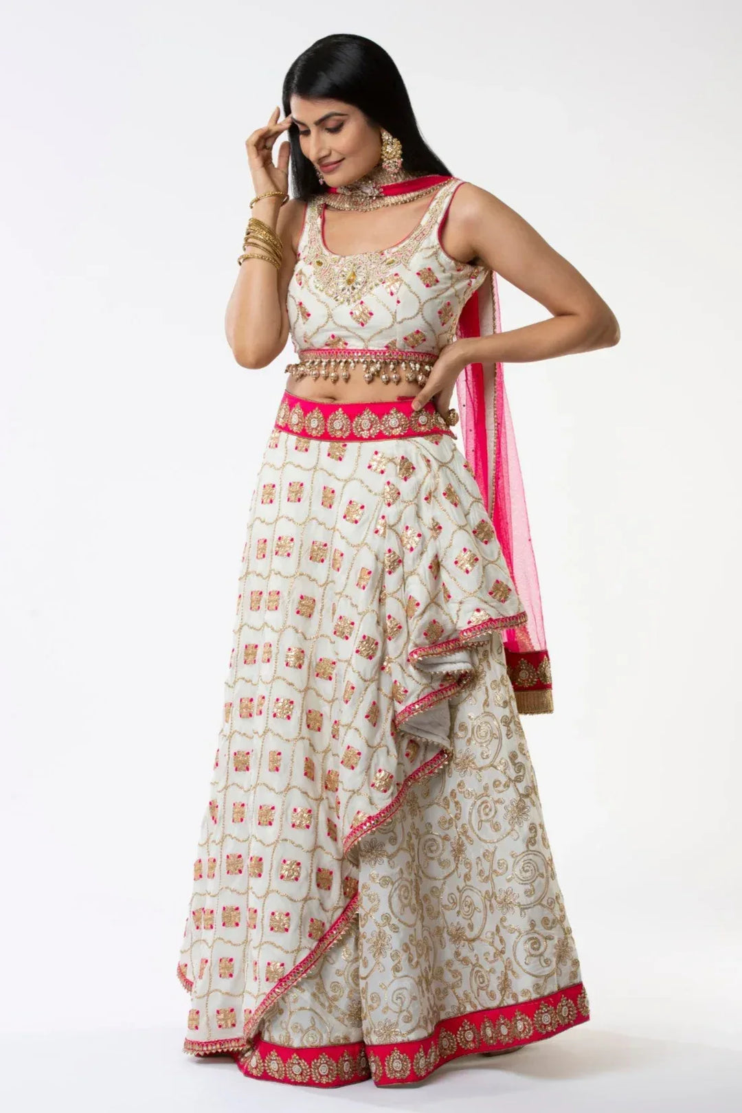 White Hierarchy Luxe Lehenga - MyEthnikRentals