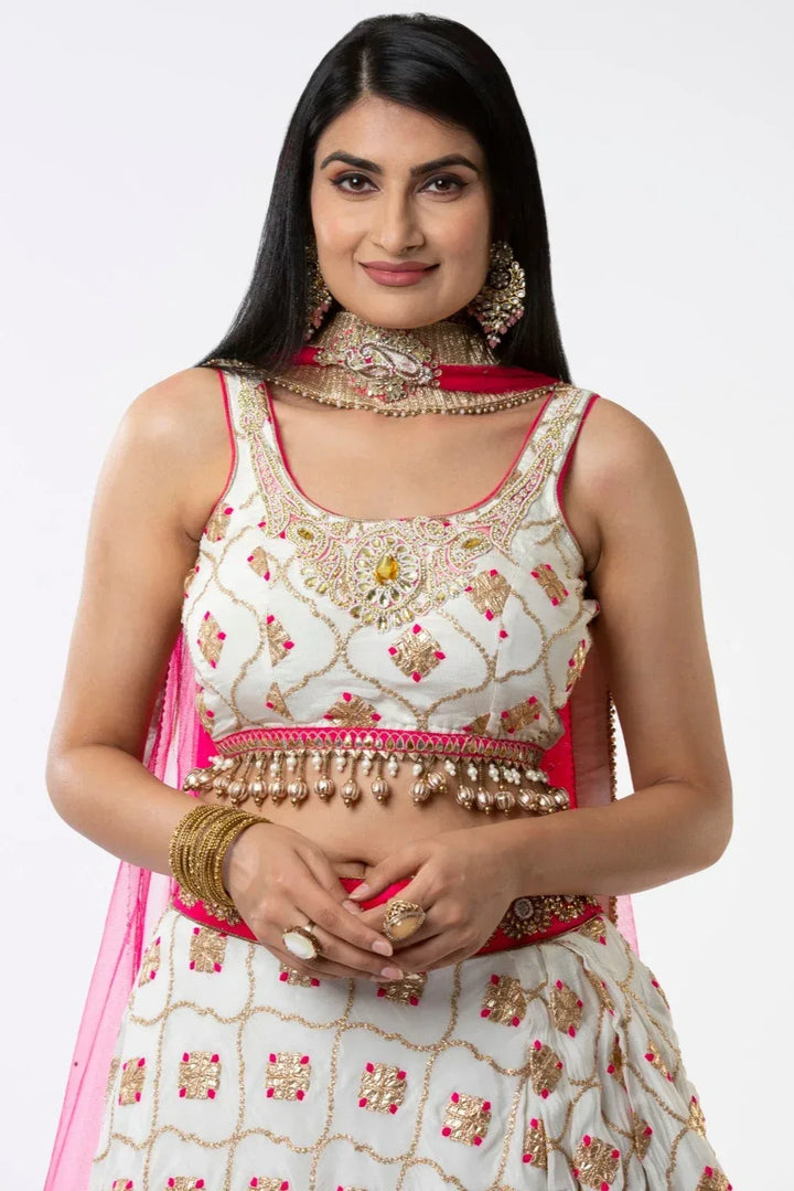 White Hierarchy Luxe Lehenga - MyEthnikRentals