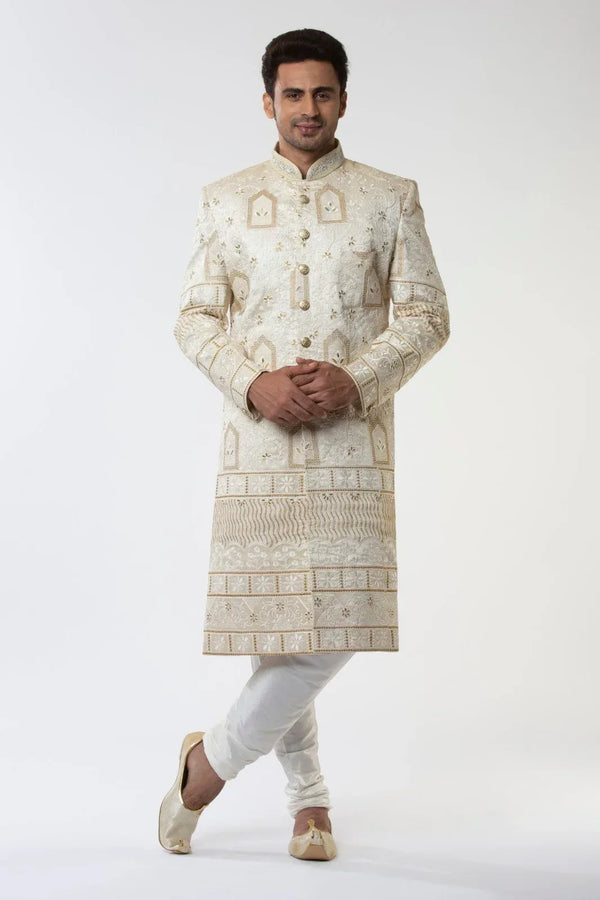 Coveted White Sherwani - MyEthnikRentals