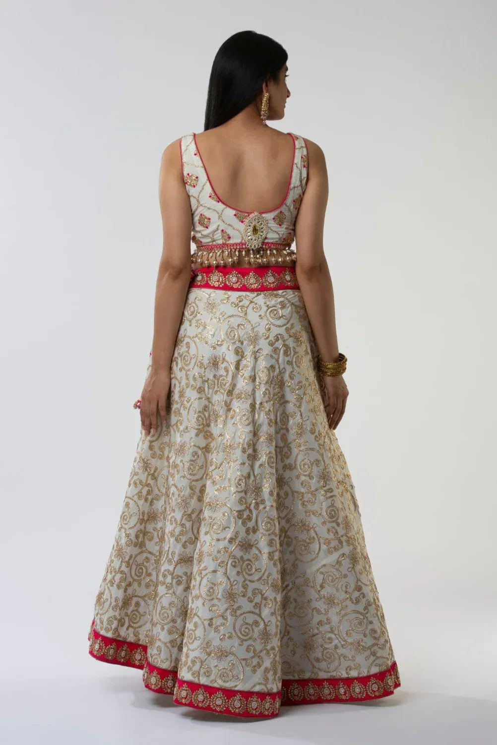 White Hierarchy Luxe Lehenga - MyEthnikRentals