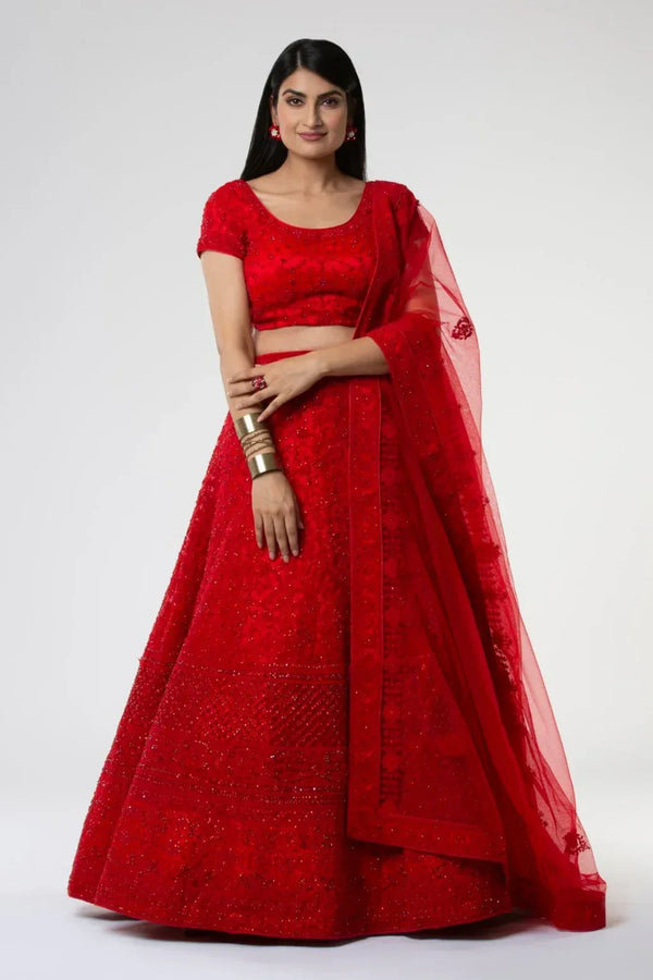 Sindhoori Red Bridal Lehenga (Outside Ontario) - MyEthnikRentals