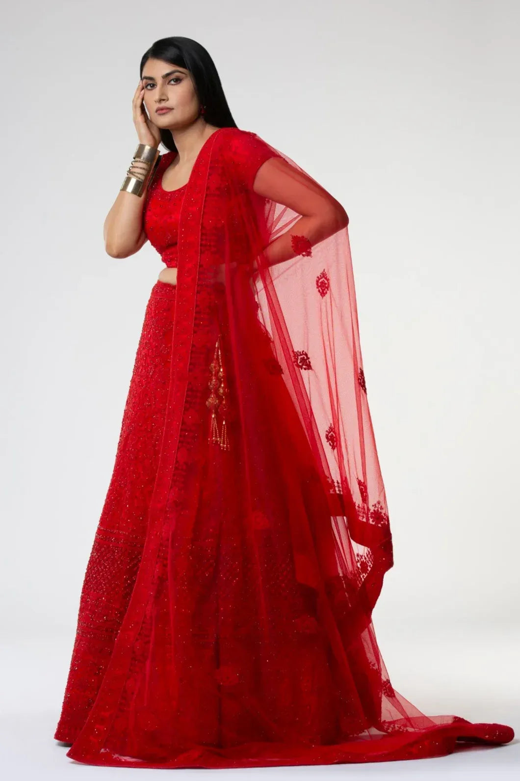 Sindhoori Red Bridal Lehenga - MyEthnikRentals