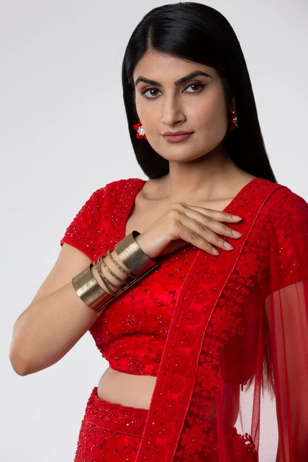Sindhoori Red Bridal Lehenga (Outside Ontario) - MyEthnikRentals