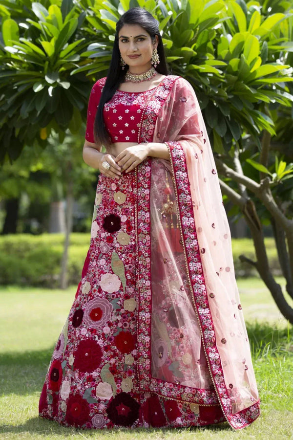 Guldasta Floral Motif Lehenga (Outside Ontario) - MyEthnikRentals