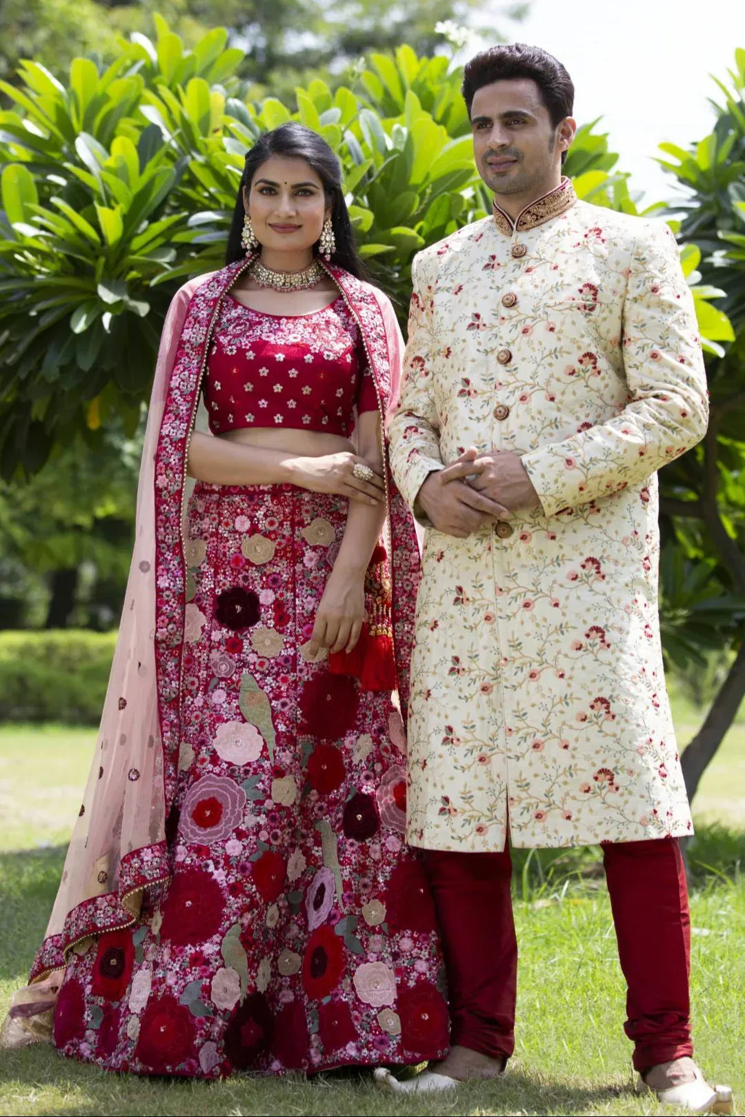 Guldasta Floral Motif Lehenga - MyEthnikRentals