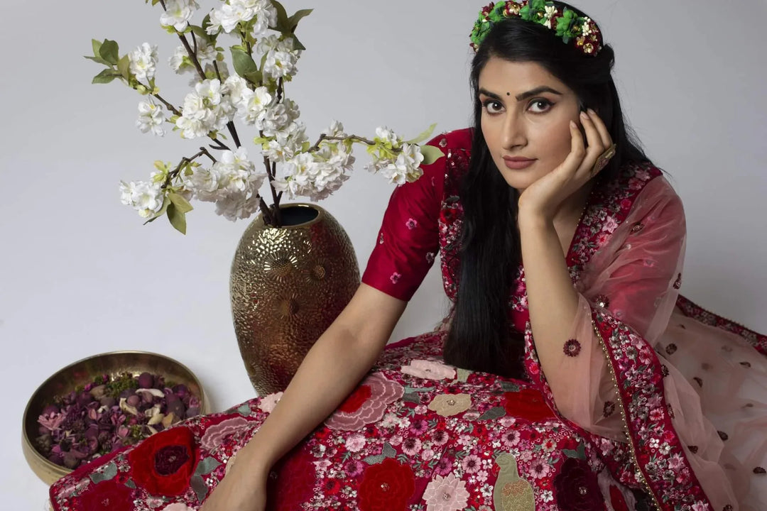 Guldasta Floral Motif Lehenga - MyEthnikRentals
