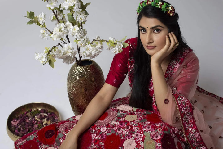 Guldasta Floral Motif Lehenga - MyEthnikRentals