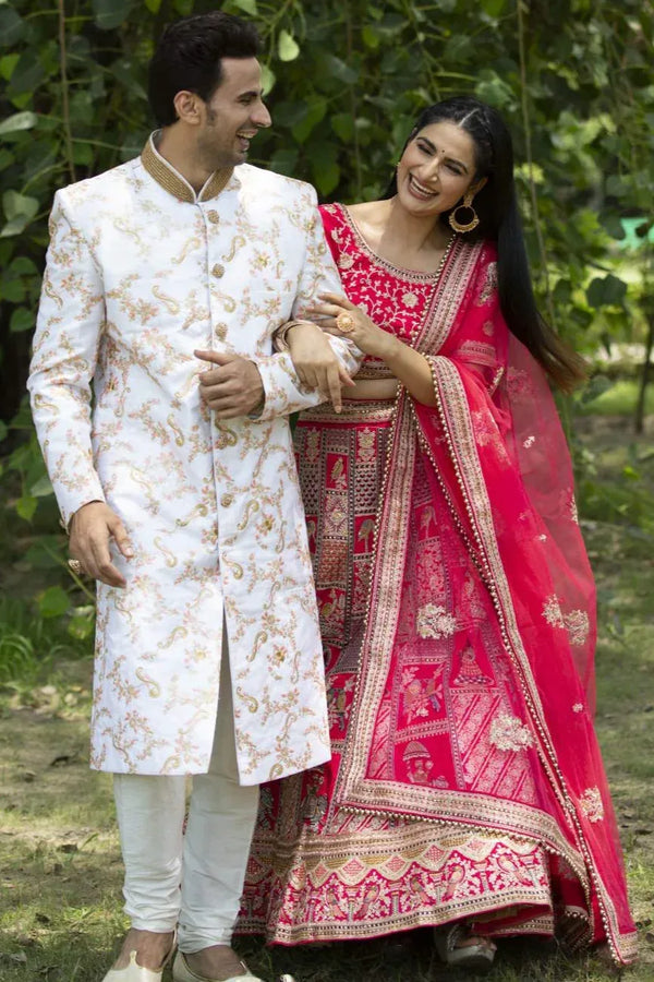 Floral Embroidered Sherwani (Outside Ontario) - MyEthnikRentals