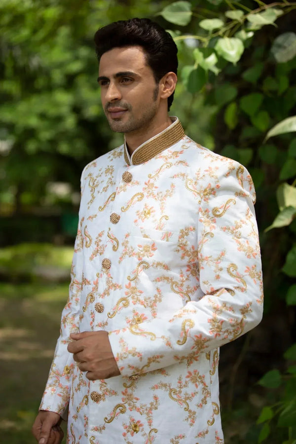 Floral Embroidered Sherwani (Outside Ontario) - MyEthnikRentals