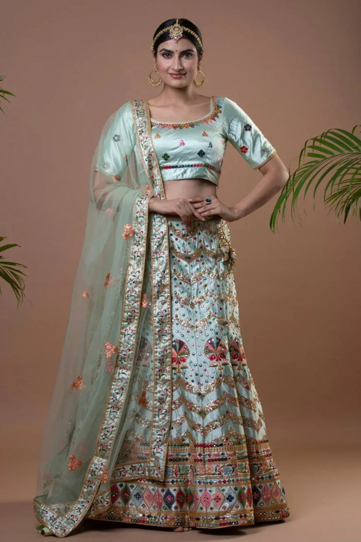 Engrossing Pastel Green Lehenga - MyEthnikRentals