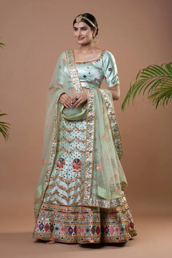 Engrossing Pastel Green Lehenga (Outside Ontario) - MyEthnikRentals