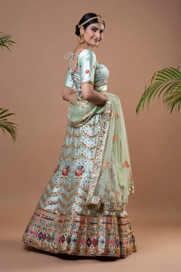 Engrossing Pastel Green Lehenga (Outside Ontario) - MyEthnikRentals