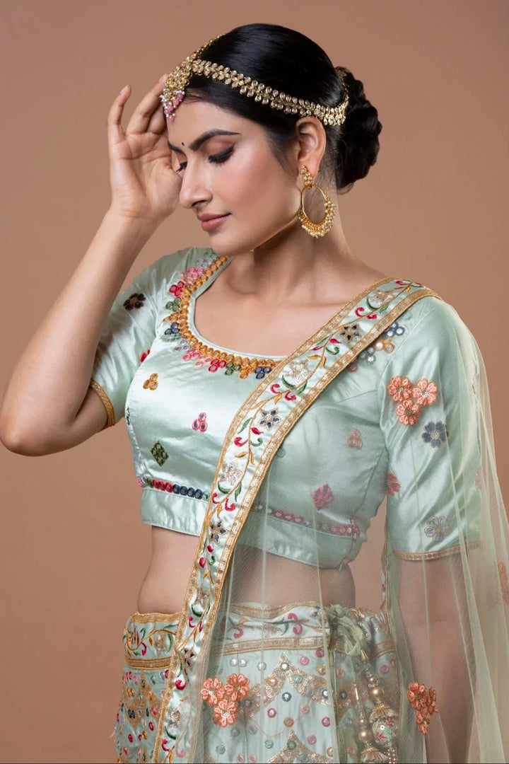Engrossing Pastel Green Lehenga - MyEthnikRentals