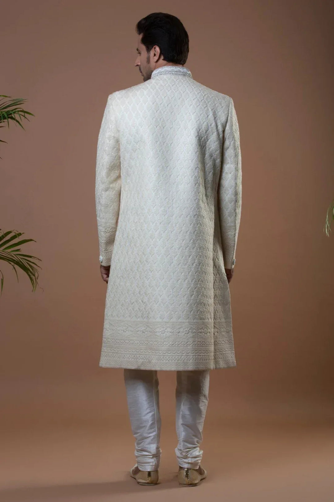 Chikankari work Sherwani (Outside Ontario) - MyEthnikRentals
