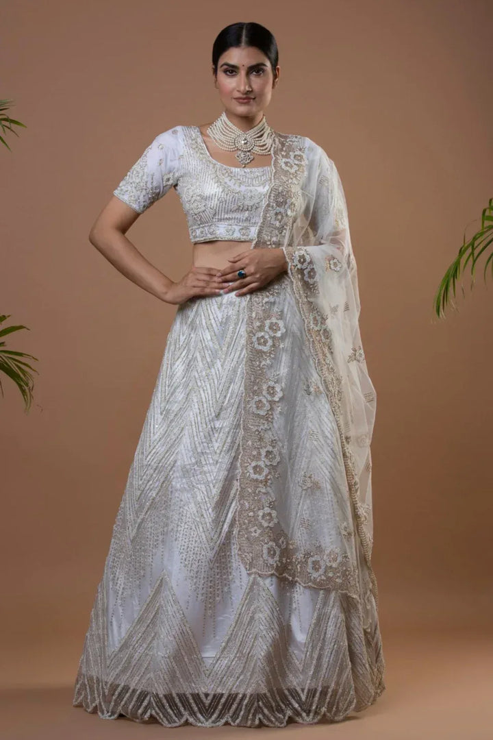 White Gold Sequin Lehenga - MyEthnikRentals