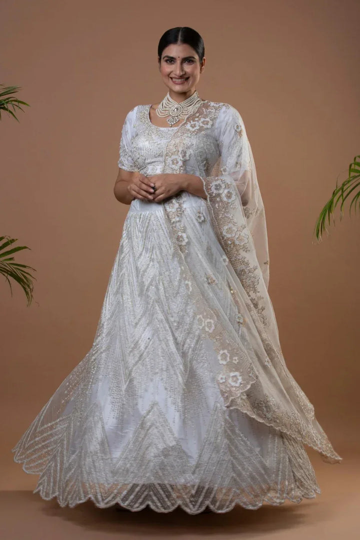 White Gold Sequin Lehenga - MyEthnikRentals
