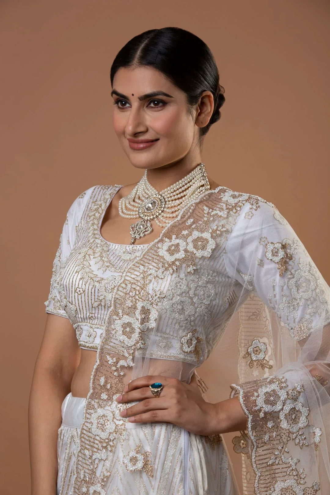 White Gold Sequin Lehenga - MyEthnikRentals