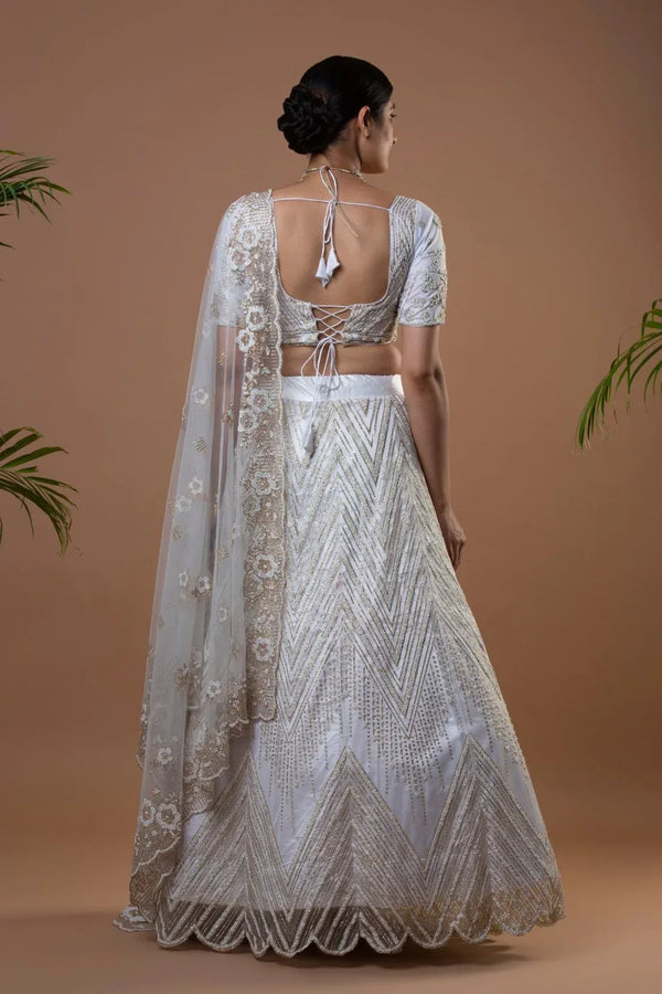 White Gold Sequin Lehenga (Outside Ontario) - MyEthnikRentals