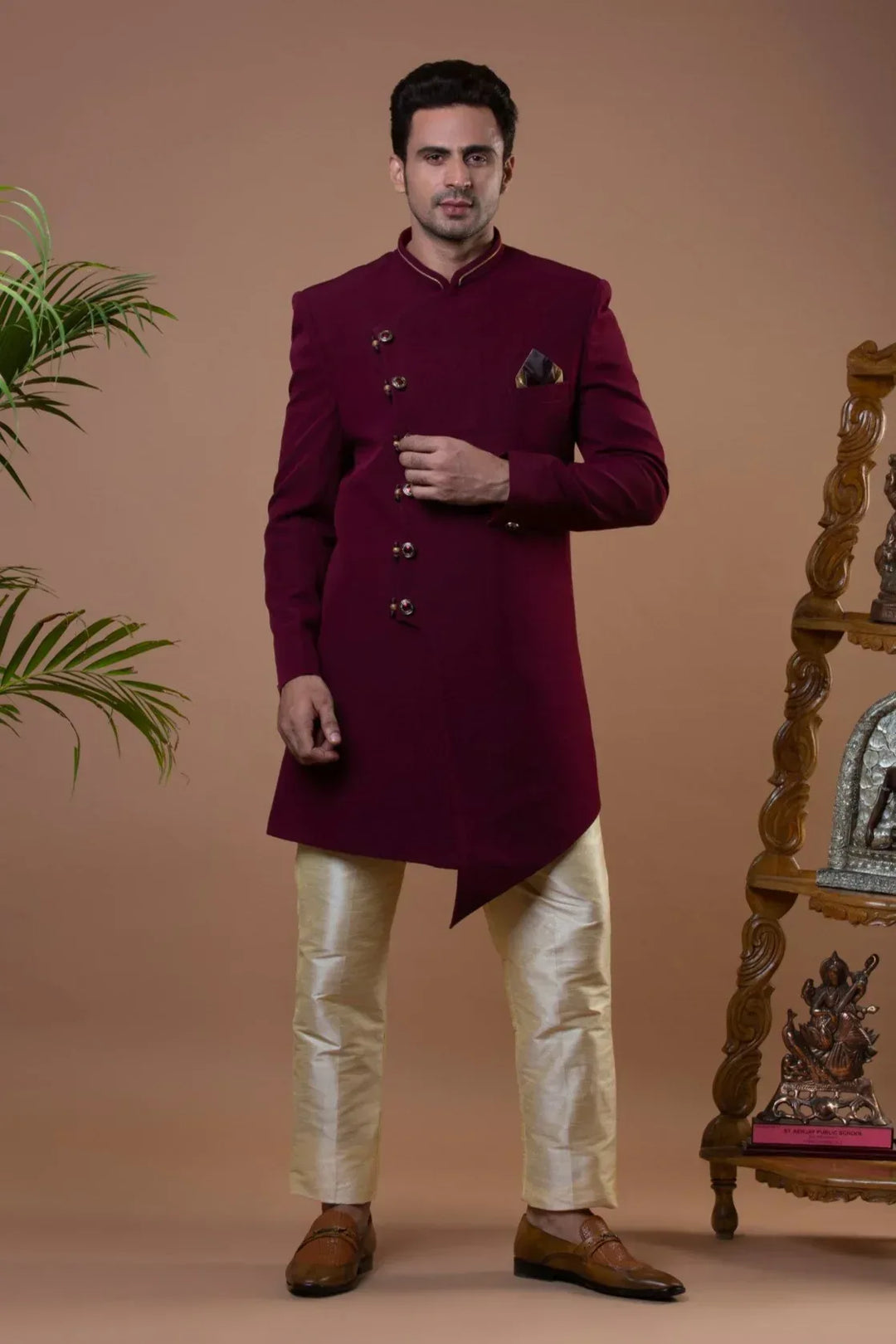 Maroon Indo-western Set (Size 42) (Outside Ontario) - MyEthnikRentals