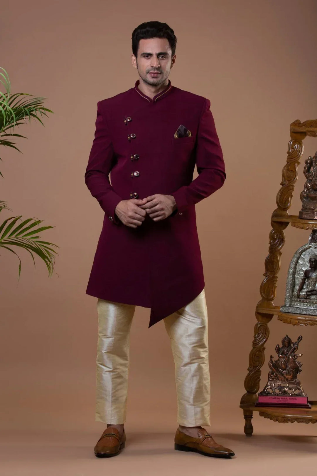 Maroon Indo-western Set (Size 42) (Outside Ontario) - MyEthnikRentals