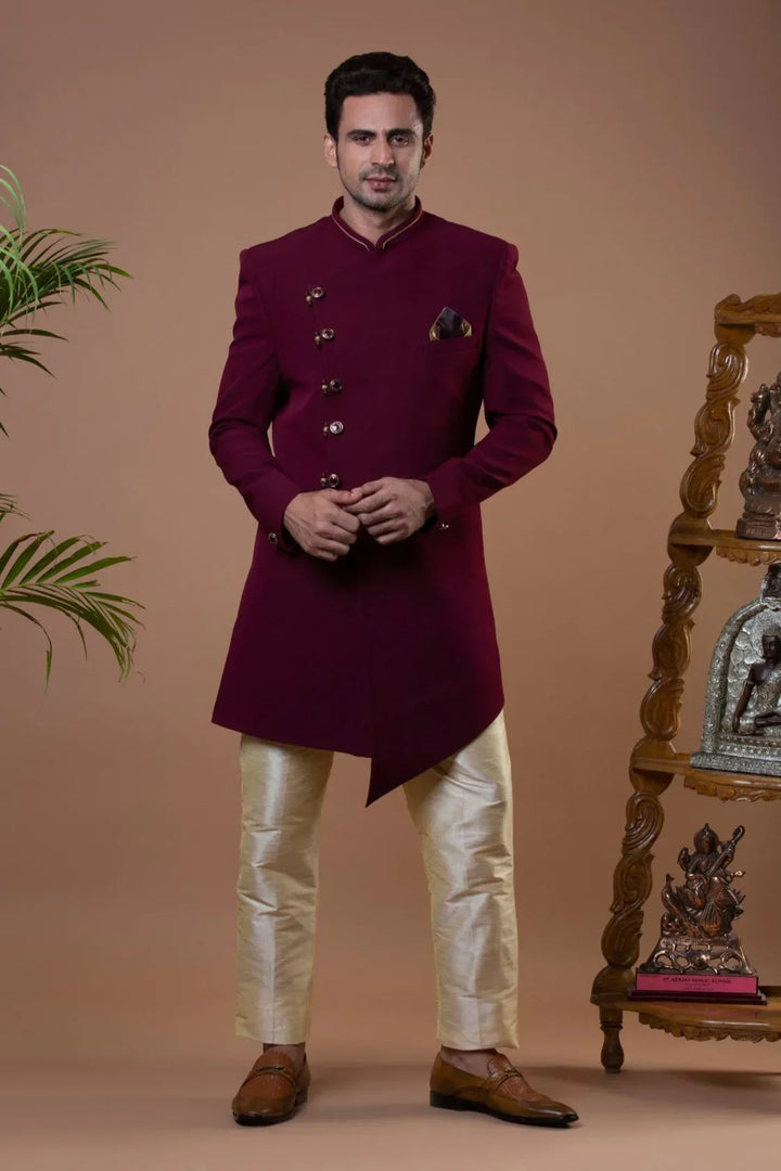 Maroon Indo-western Set (Size 42) (Outside Ontario) - MyEthnikRentals