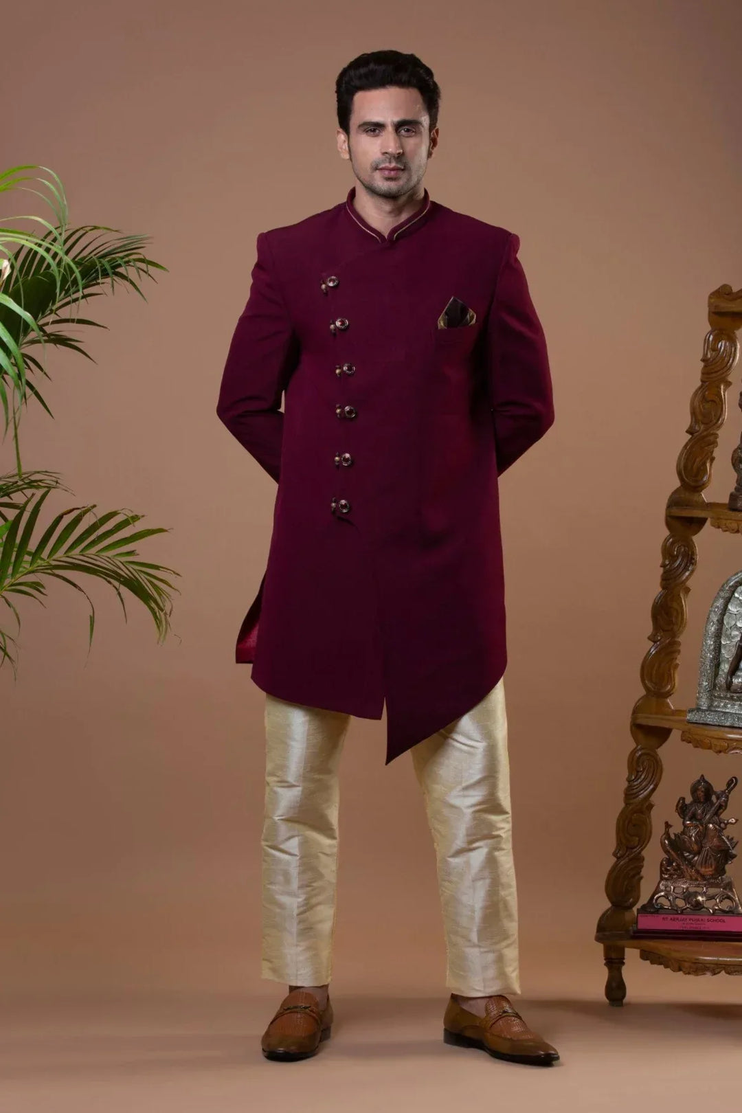 Maroon Indo-western Set (Size 42) (Outside Ontario) - MyEthnikRentals