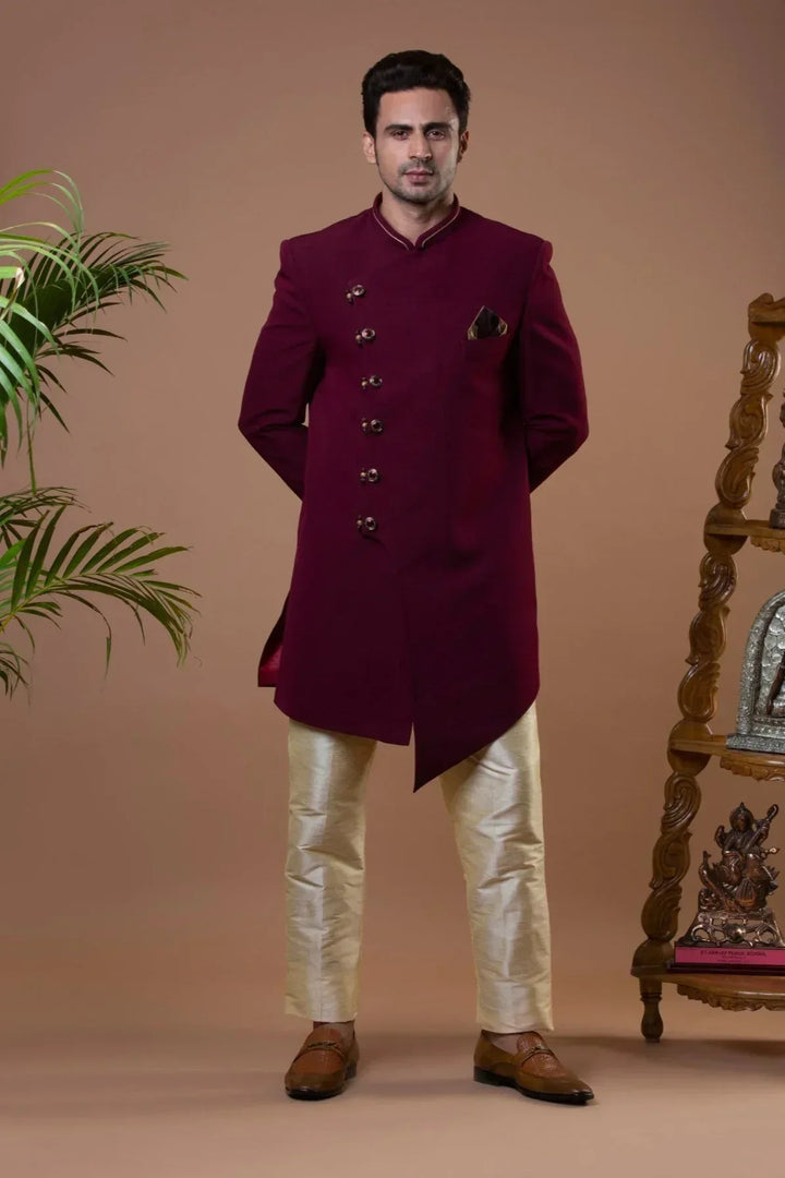 Maroon Indo-western Set (size 40) (Outside Ontario) - MyEthnikRentals