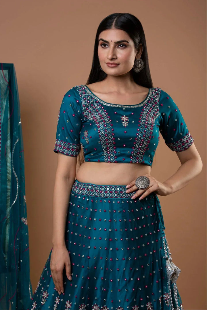 Glimmering Mirror Work Lehenga - MyEthnikRentals