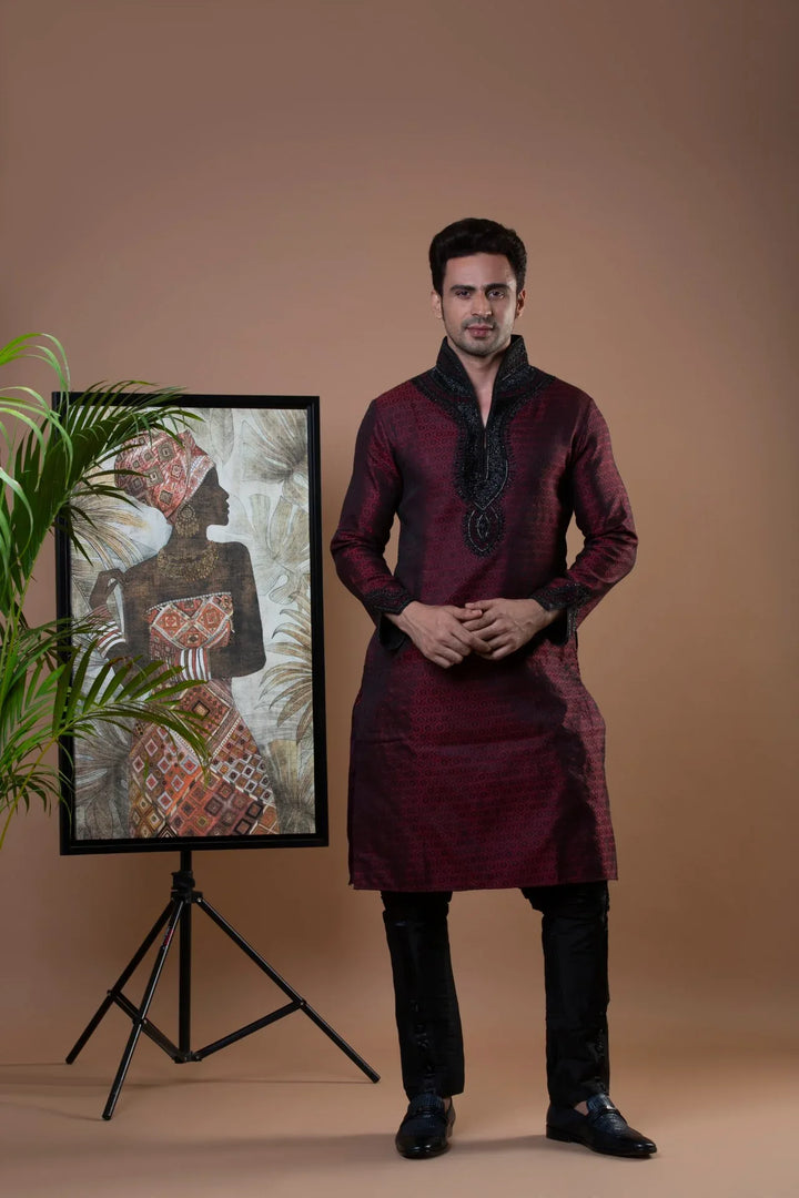 Maroon Modern Kurta - MyEthnikRentals