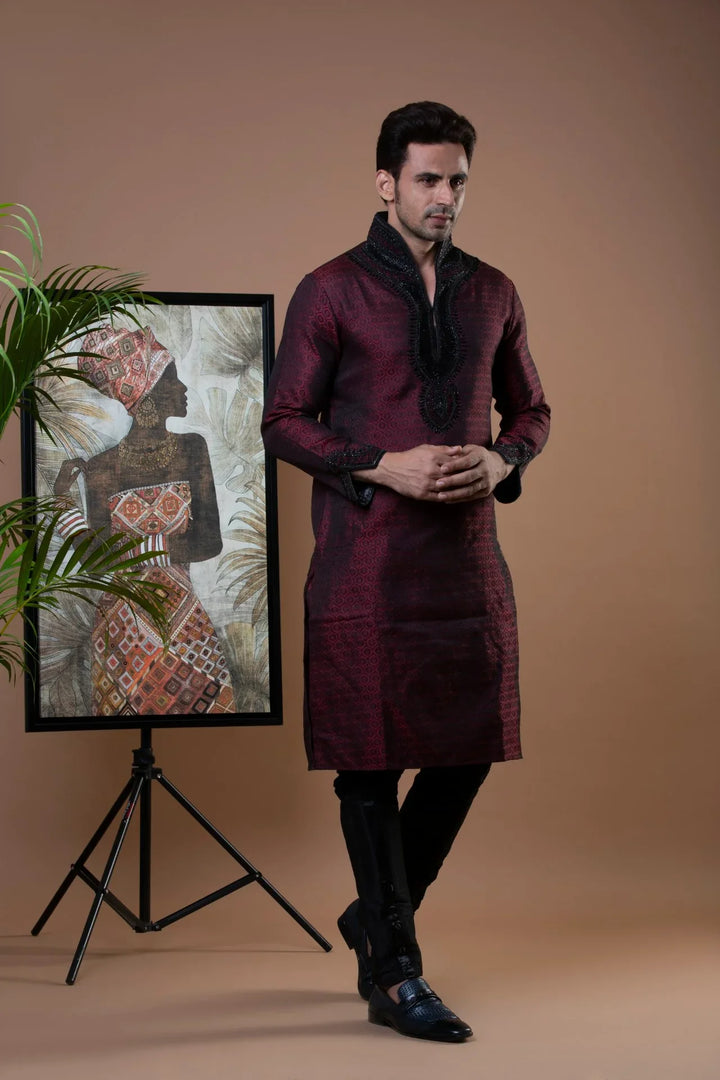 Maroon Modern Kurta - MyEthnikRentals