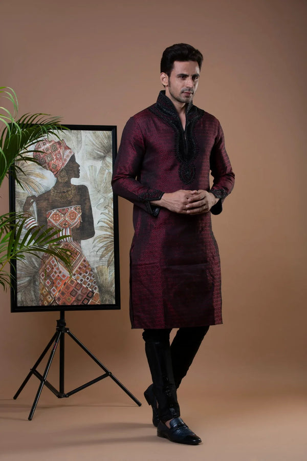 Maroon Modern Kurta - MyEthnikRentals