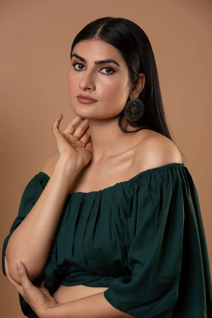Deep Green Crepe Lehenga - MyEthnikRentals