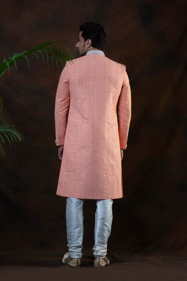 Peachy-Orangey Sherwani (Outside Ontario) - MyEthnikRentals
