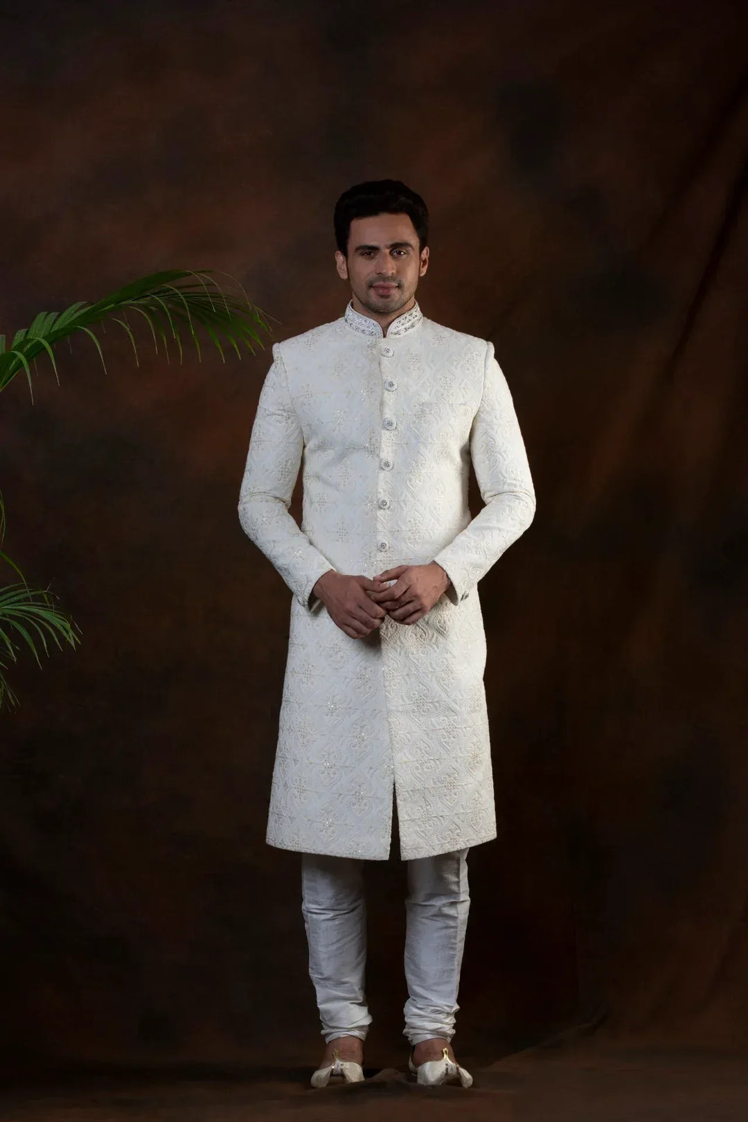 Eye-Soother Monochromatic Sherwani (Outside Ontario) - MyEthnikRentals