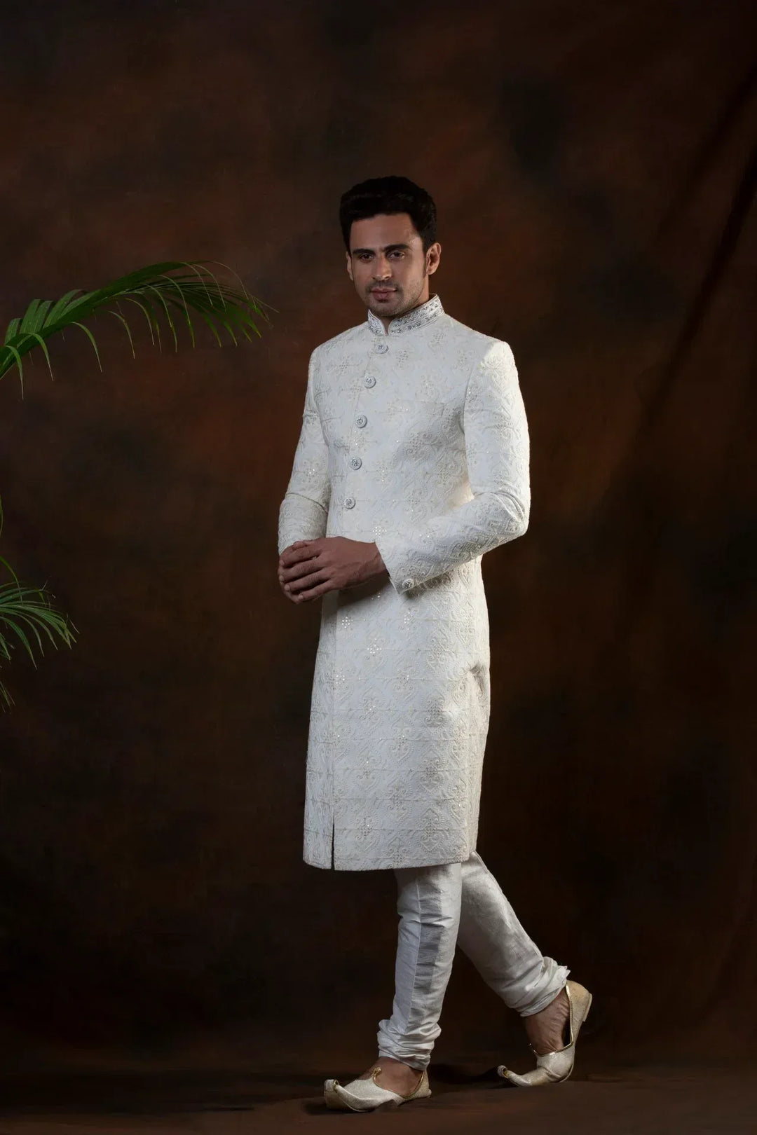 Eye-Soother Monochromatic Sherwani (Outside Ontario) - MyEthnikRentals