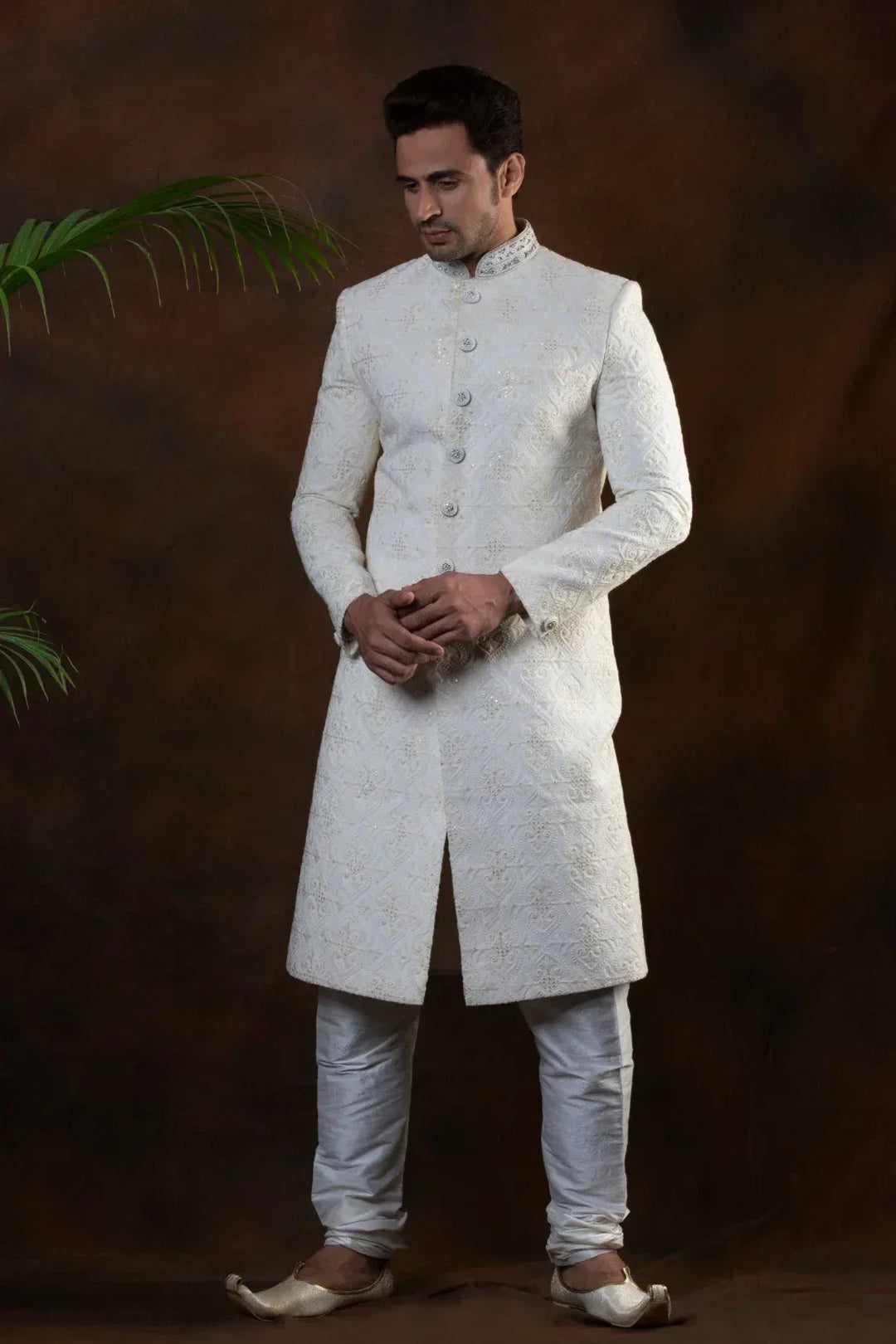 Eye-Soother Monochromatic Sherwani (Outside Ontario) - MyEthnikRentals