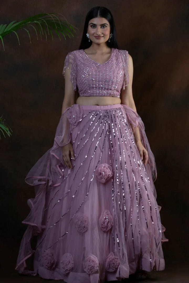 Tassel Trail Mauve Lehenga - MyEthnikRentals