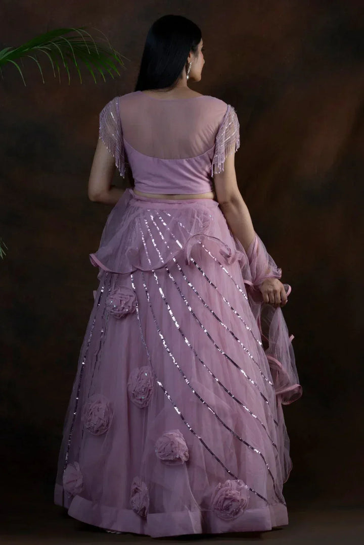 Tassel Trail Mauve Lehenga - MyEthnikRentals
