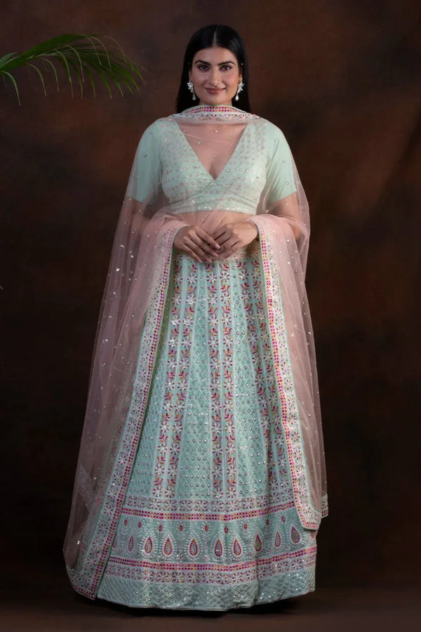 Classic Chikankari Handcrafted Lehenga (Outside Ontario) - MyEthnikRentals
