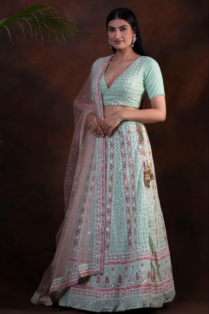 Classic Chikankari Handcrafted Lehenga - MyEthnikRentals