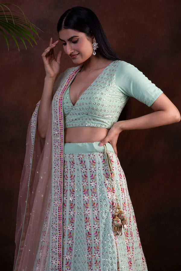 Classic Chikankari Handcrafted Lehenga (Outside Ontario) - MyEthnikRentals