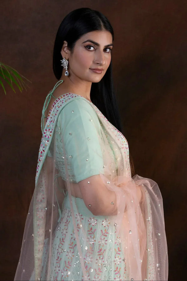 Classic Chikankari Handcrafted Lehenga (Outside Ontario) - MyEthnikRentals