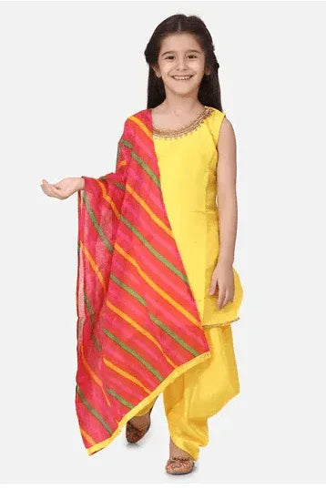 Girls Sleeveless Solid Kurta & Dhoti - MyEthnikRentals