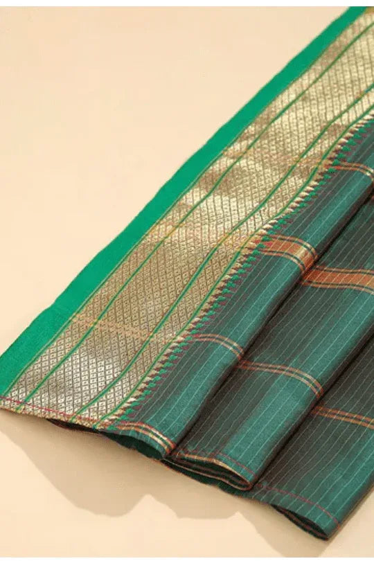 Girls Bhartiya Half Sleeves Blouse And Nauvari Saree - MyEthnikRentals