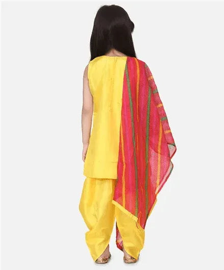 Girls Sleeveless Solid Kurta & Dhoti - MyEthnikRentals