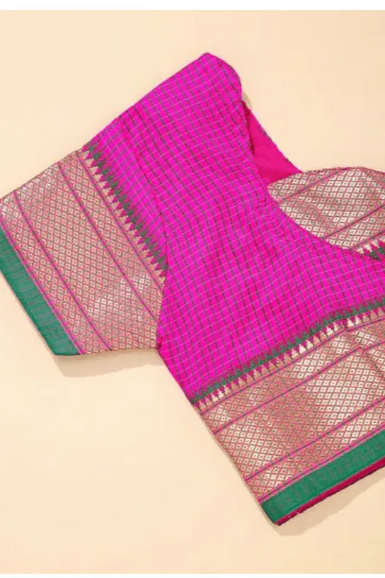 Girls Bhartiya Half Sleeves Blouse And Nauvari Saree - MyEthnikRentals