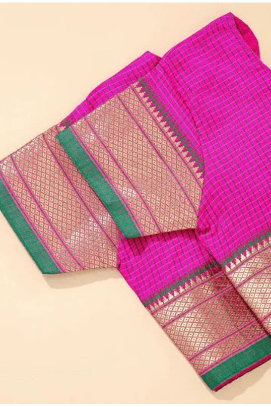 Girls Bhartiya Half Sleeves Blouse And Nauvari Saree - MyEthnikRentals